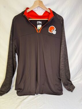 CSA Men's Brown Long Sleeve Quarter-Zip Pullover with Orange Accent